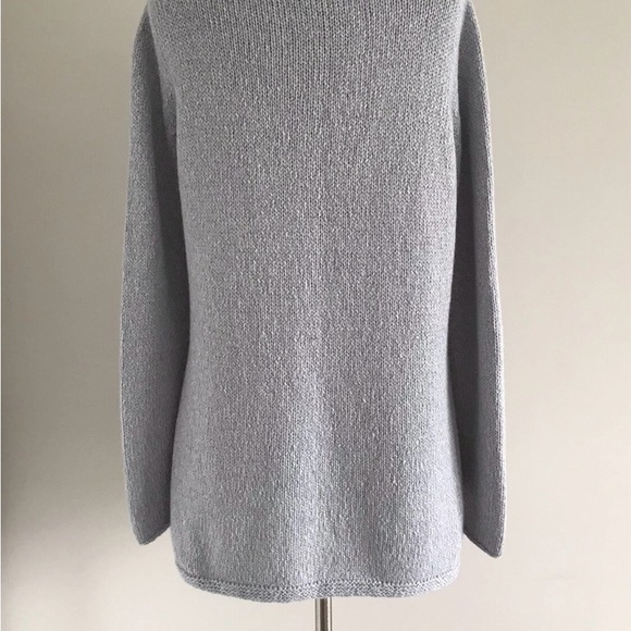 Eileen Fisher Alpaca & Organic Cotton Ballet Neck Side Slit Gray Sweater Size SP - Picture 10 of 12